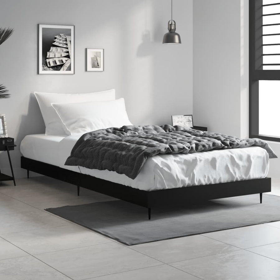Bedframe Bewerkt Hout Zwart 90 x 200 cm