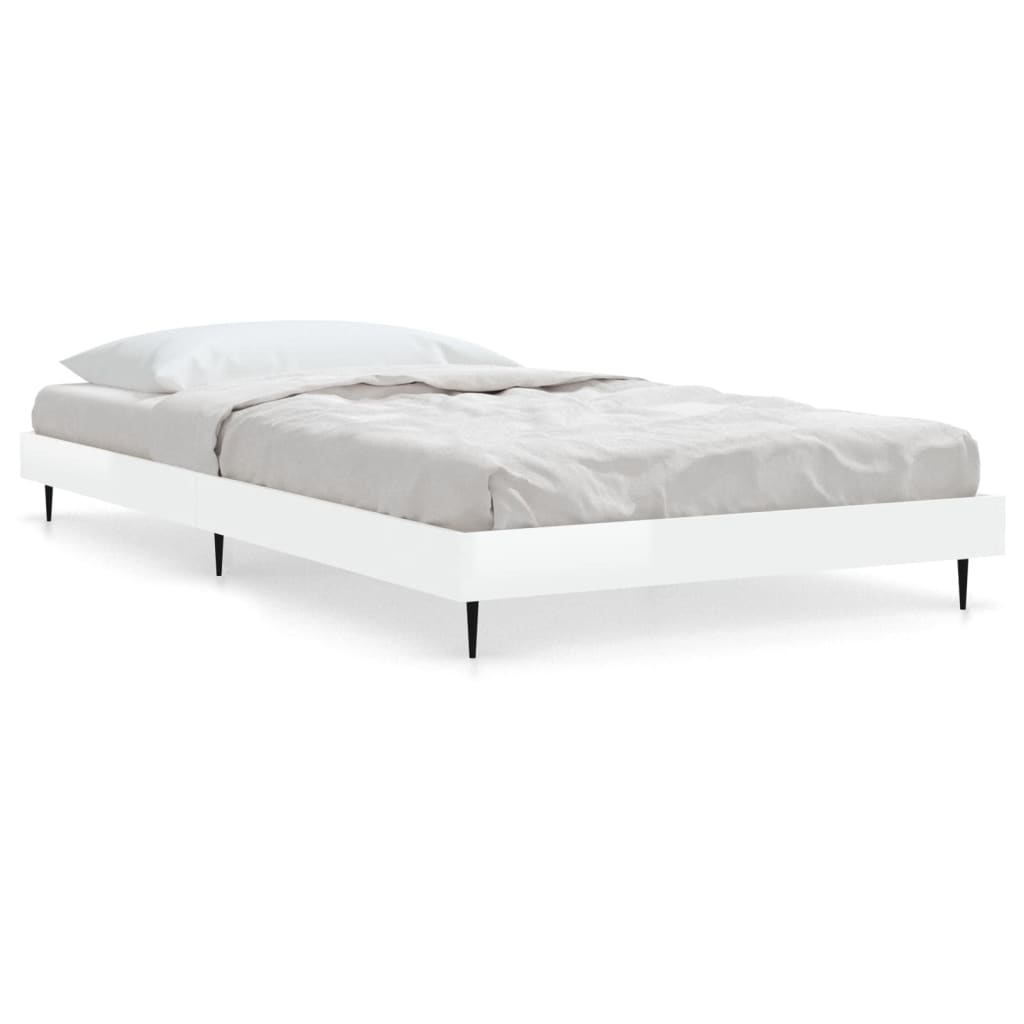 Bedframe Bewerkt Hout Hoogglans Wit 90 x 200 cm
