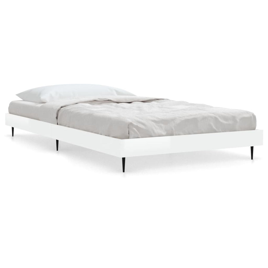 Bedframe Bewerkt Hout Hoogglans Wit 90 x 200 cm