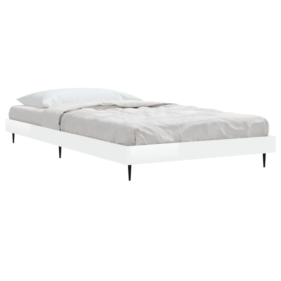 Bedframe Bewerkt Hout Hoogglans Wit 90 x 200 cm