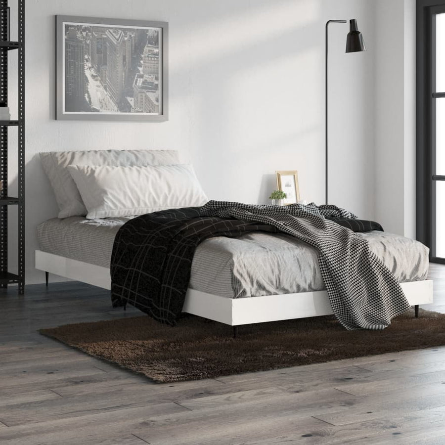 Bedframe Bewerkt Hout Hoogglans Wit 90 x 200 cm