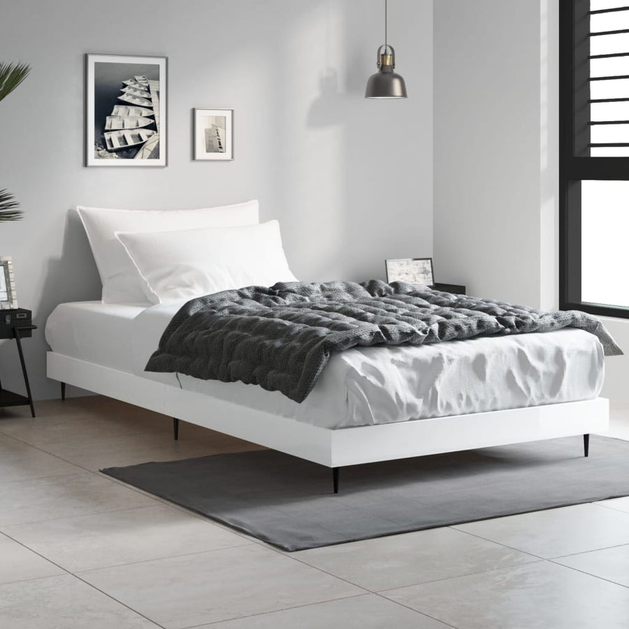 Bedframe Bewerkt Hout Hoogglans Wit 90 x 200 cm