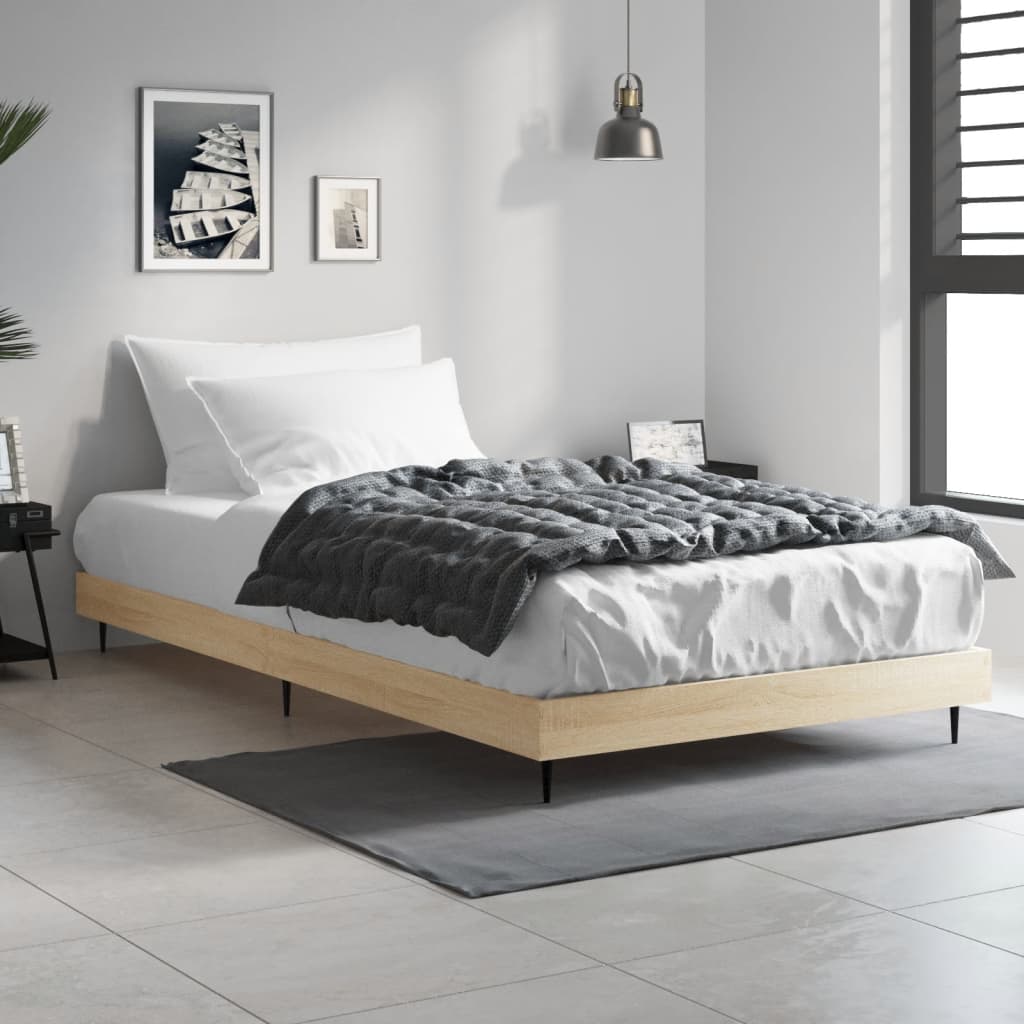Bedframe Bewerkt Hout Kleurig Sonoma Eiken 90 x 200 cm