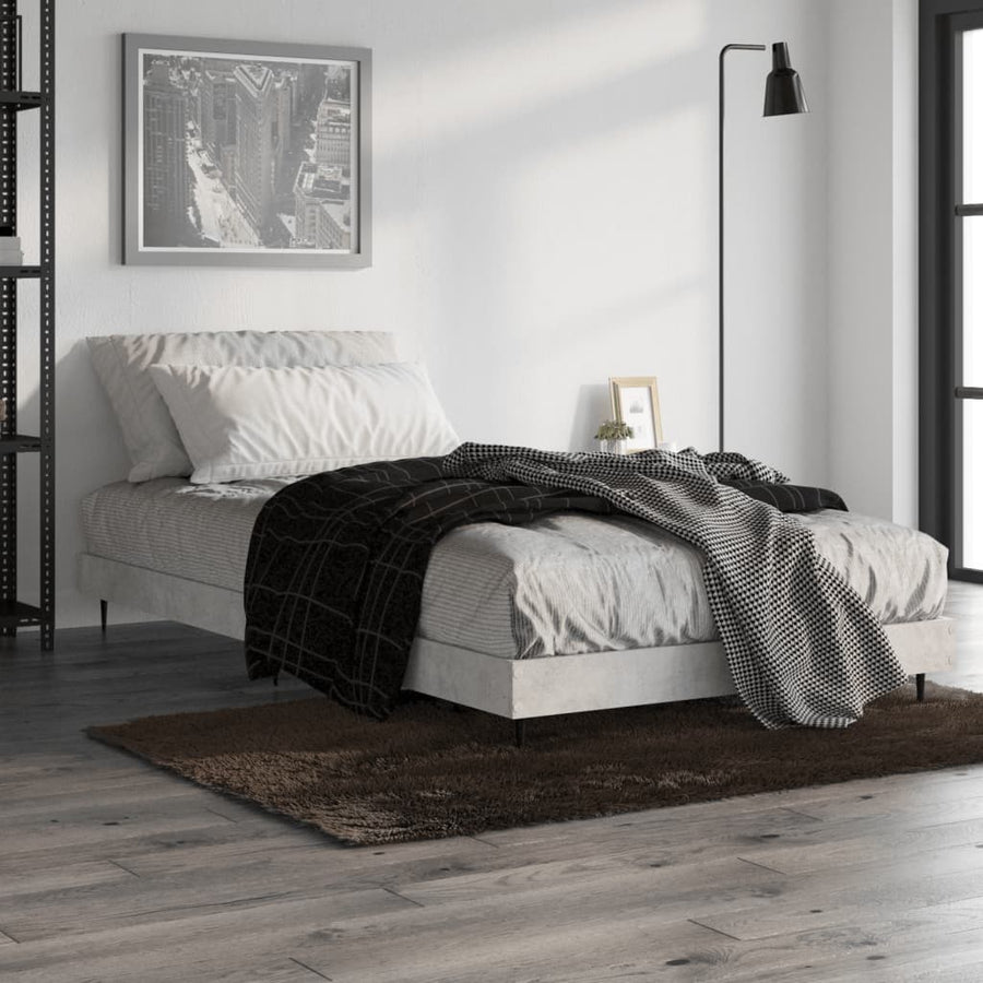 Bedframe Bewerkt Hout Betongrijs 90 x 200 cm