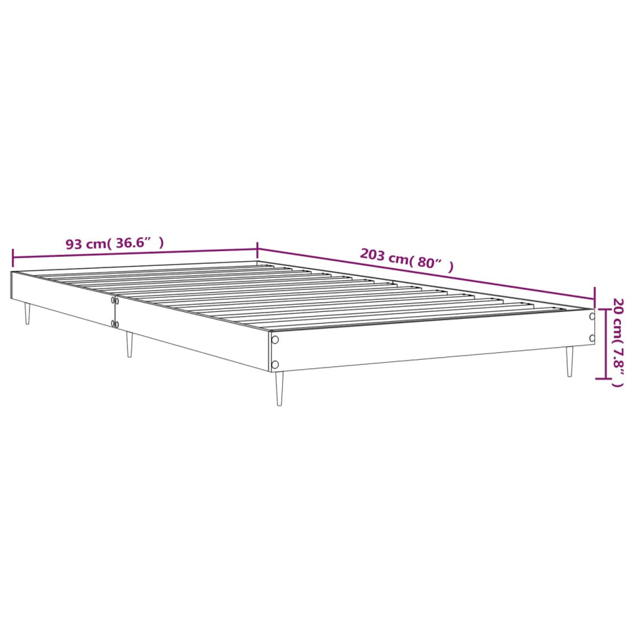 Bedframe Bewerkt Hout Betongrijs 90 x 200 cm