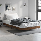 Bedframe 90x200 cm bruin eikenkleur bewerkt hout
