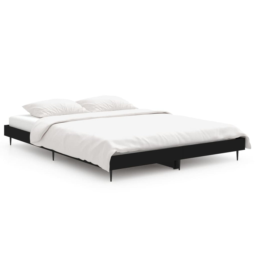 Bedframe Led Massief Hout Zwart 140 x 190 cm