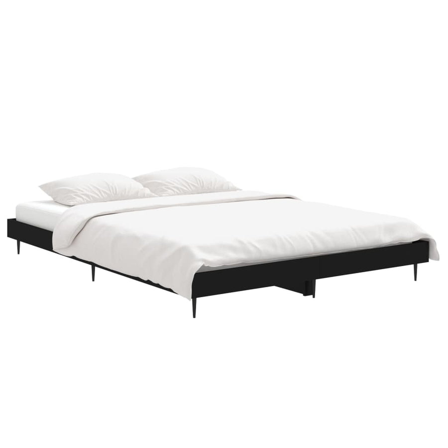 Bedframe Led Massief Hout Zwart 140 x 190 cm