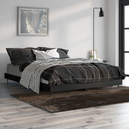 Bedframe Led Massief Hout Zwart 140 x 190 cm