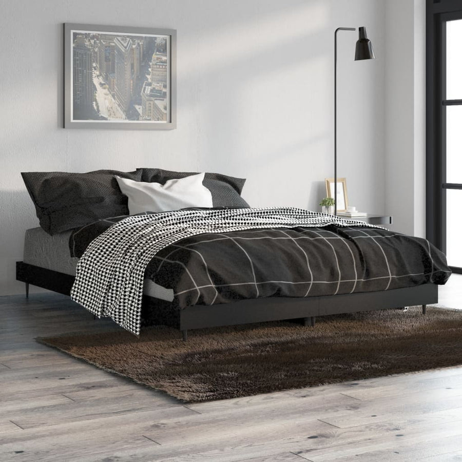 Bedframe Led Massief Hout Zwart 140 x 190 cm