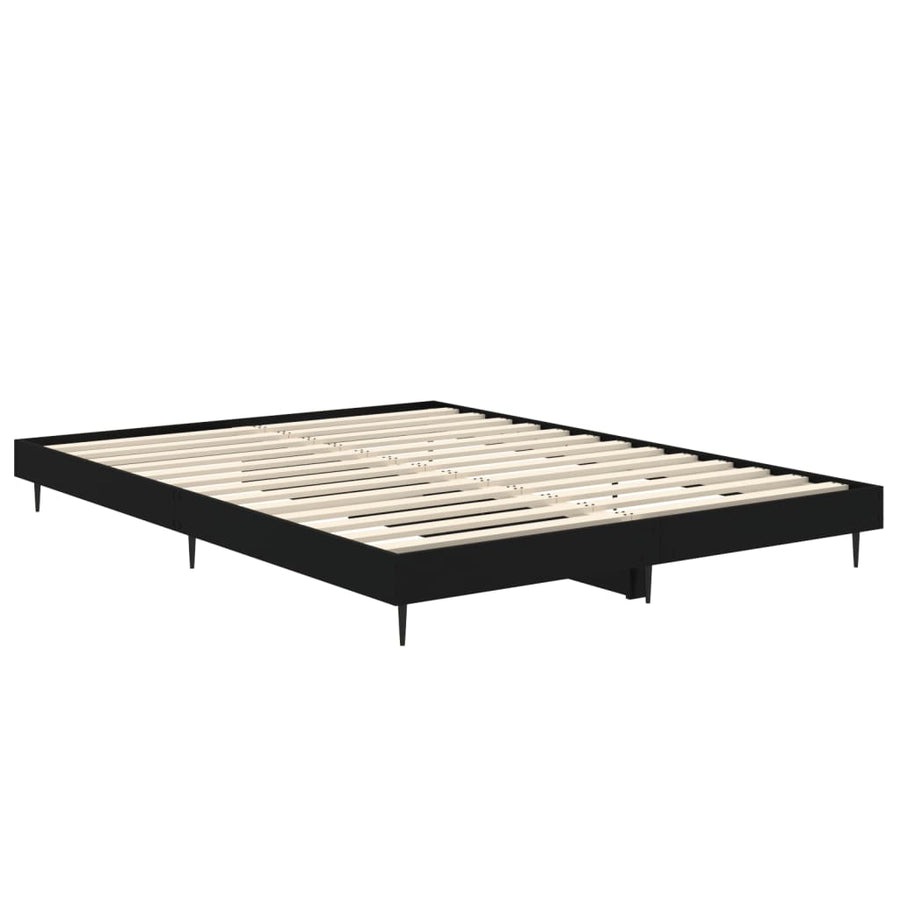 Bedframe Led Massief Hout Zwart 140 x 190 cm