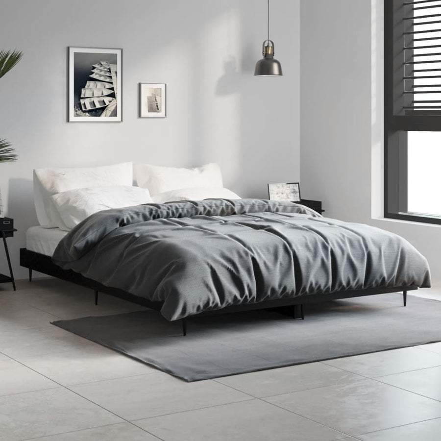 Bedframe Led Massief Hout Zwart 140 x 190 cm