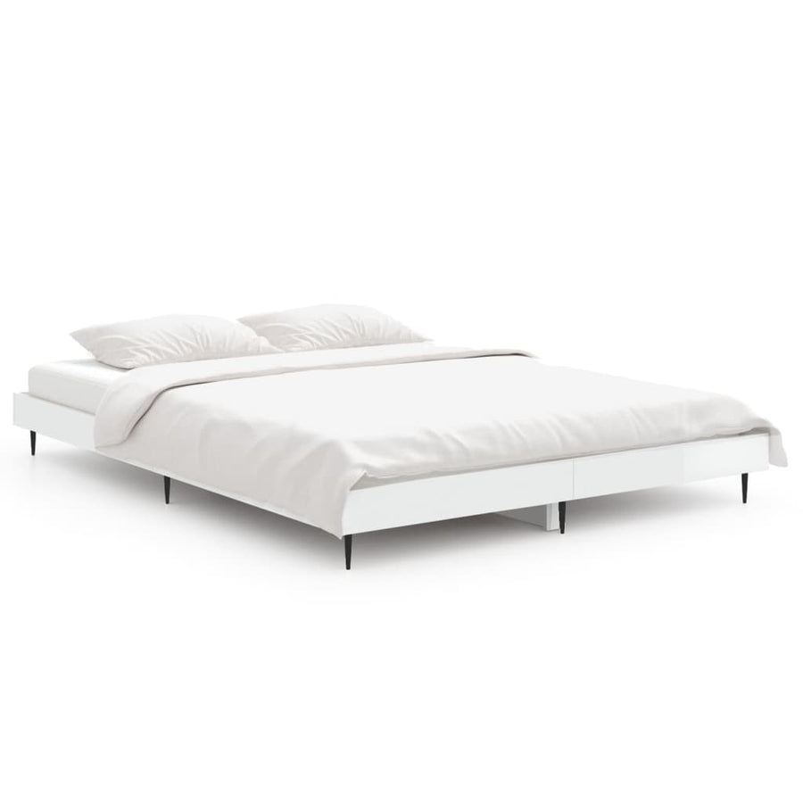 Bedframe Bewerkt Hout Hoogglans Wit 140 x 190 cm