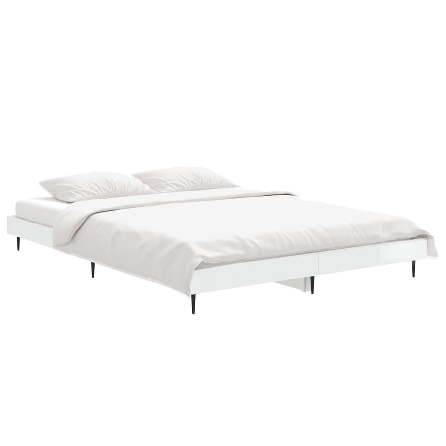 Bedframe Bewerkt Hout Hoogglans Wit 140 x 190 cm
