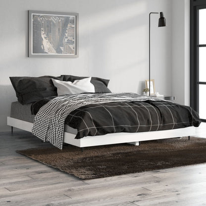 Bedframe Bewerkt Hout Hoogglans Wit 140 x 190 cm