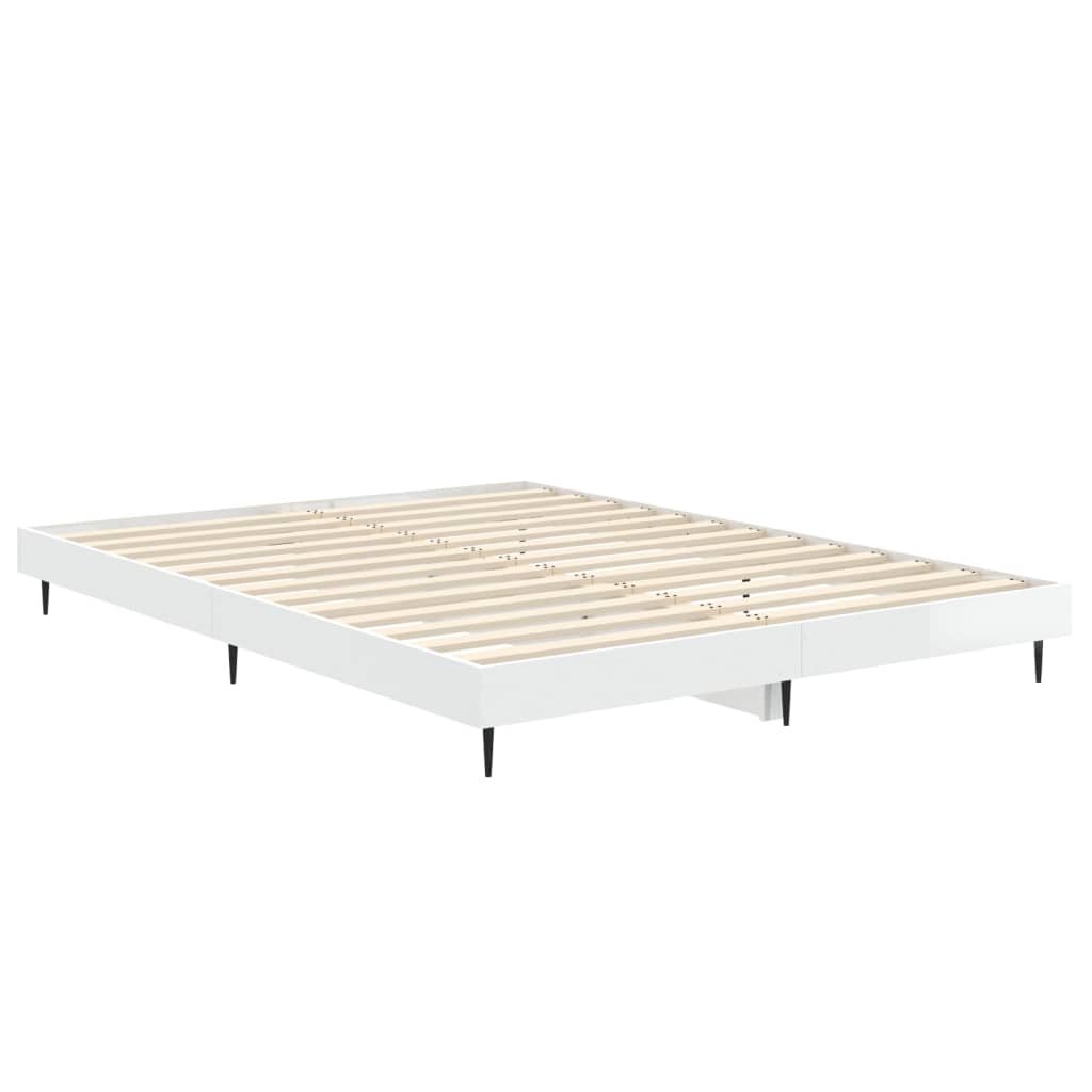 Bedframe Bewerkt Hout Hoogglans Wit 140 x 190 cm