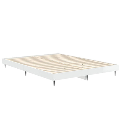 Bedframe Bewerkt Hout Hoogglans Wit 140 x 190 cm