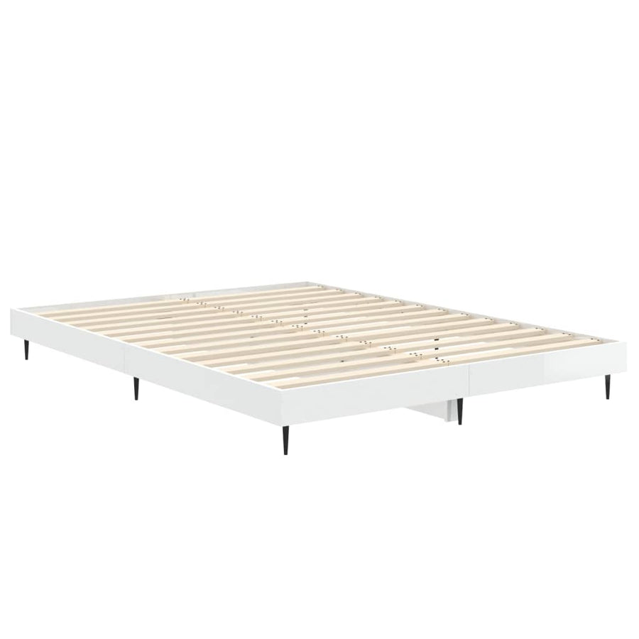 Bedframe Bewerkt Hout Hoogglans Wit 140 x 190 cm