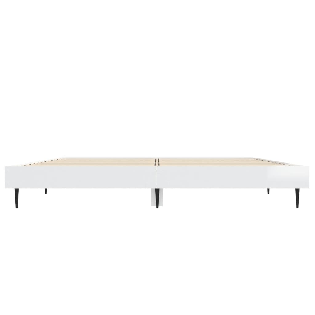 Bedframe Bewerkt Hout Hoogglans Wit 140 x 190 cm