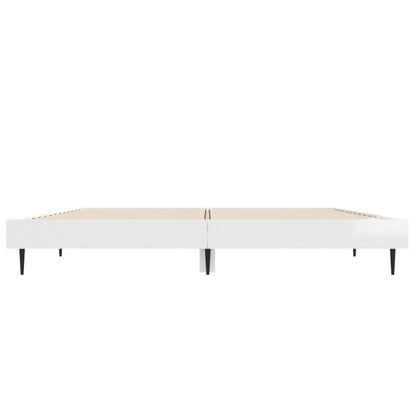 Bedframe Bewerkt Hout Hoogglans Wit 140 x 190 cm