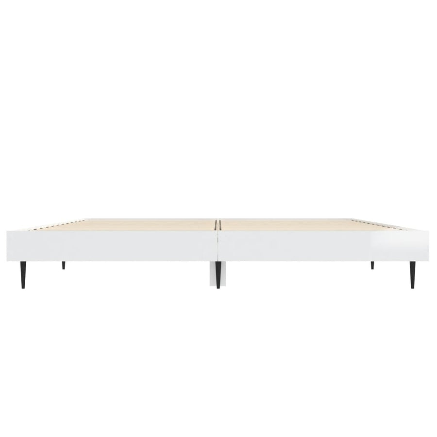 Bedframe Bewerkt Hout Hoogglans Wit 140 x 190 cm