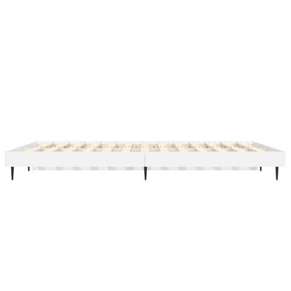 Bedframe Bewerkt Hout Hoogglans Wit 140 x 190 cm