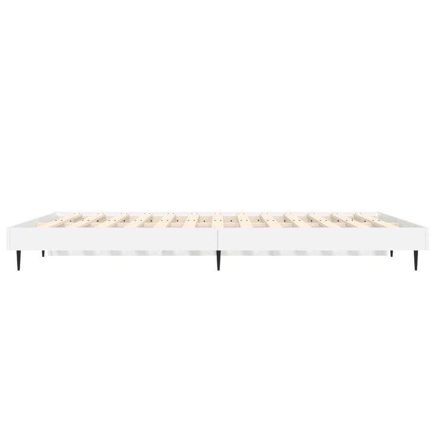 Bedframe Bewerkt Hout Hoogglans Wit 140 x 190 cm