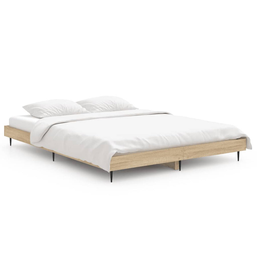 Bedframe Bewerkt Hout Kleurig 90X190 Cm Sonoma Eiken 140 x 190 cm