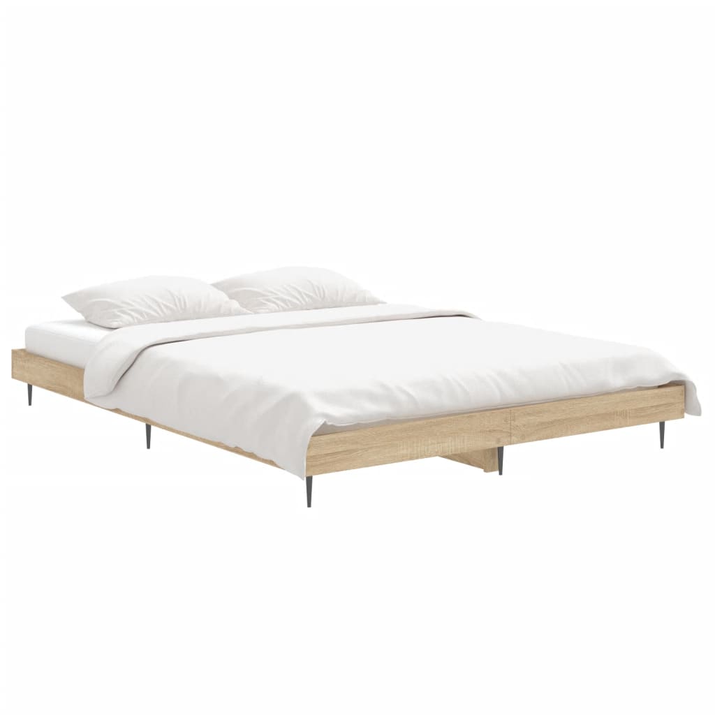 Bedframe Bewerkt Hout Kleurig 90X190 Cm Sonoma Eiken 140 x 190 cm