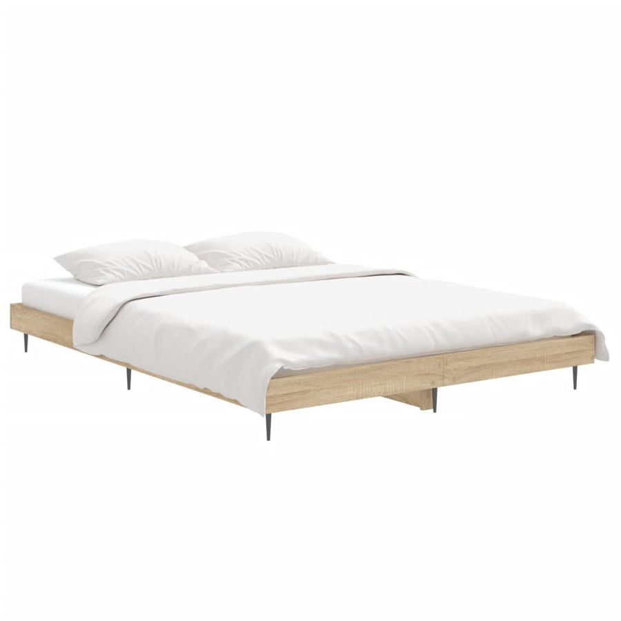 Bedframe Bewerkt Hout Kleurig 90X190 Cm Sonoma Eiken 140 x 190 cm
