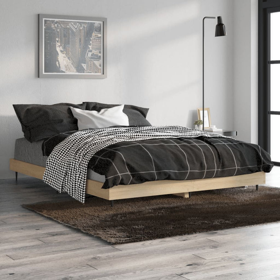 Bedframe Bewerkt Hout Kleurig 90X190 Cm Sonoma Eiken 140 x 190 cm