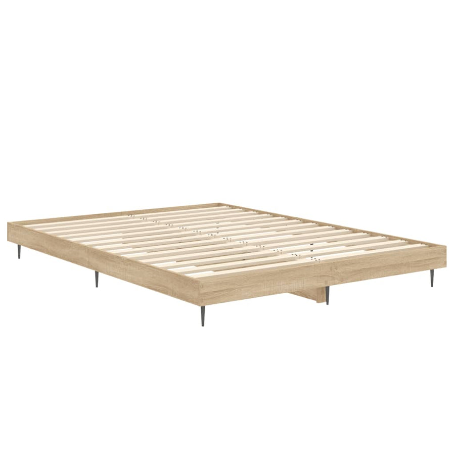 Bedframe Bewerkt Hout Kleurig 90X190 Cm Sonoma Eiken 140 x 190 cm