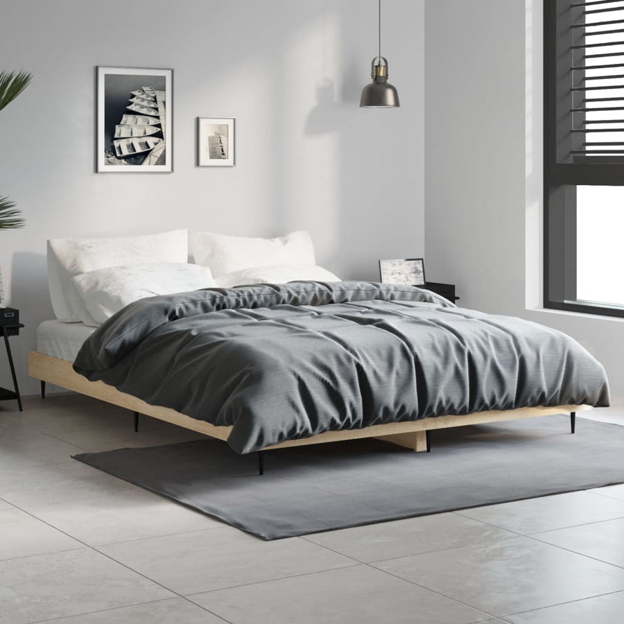Bedframe Bewerkt Hout Kleurig 90X190 Cm Sonoma Eiken 140 x 190 cm