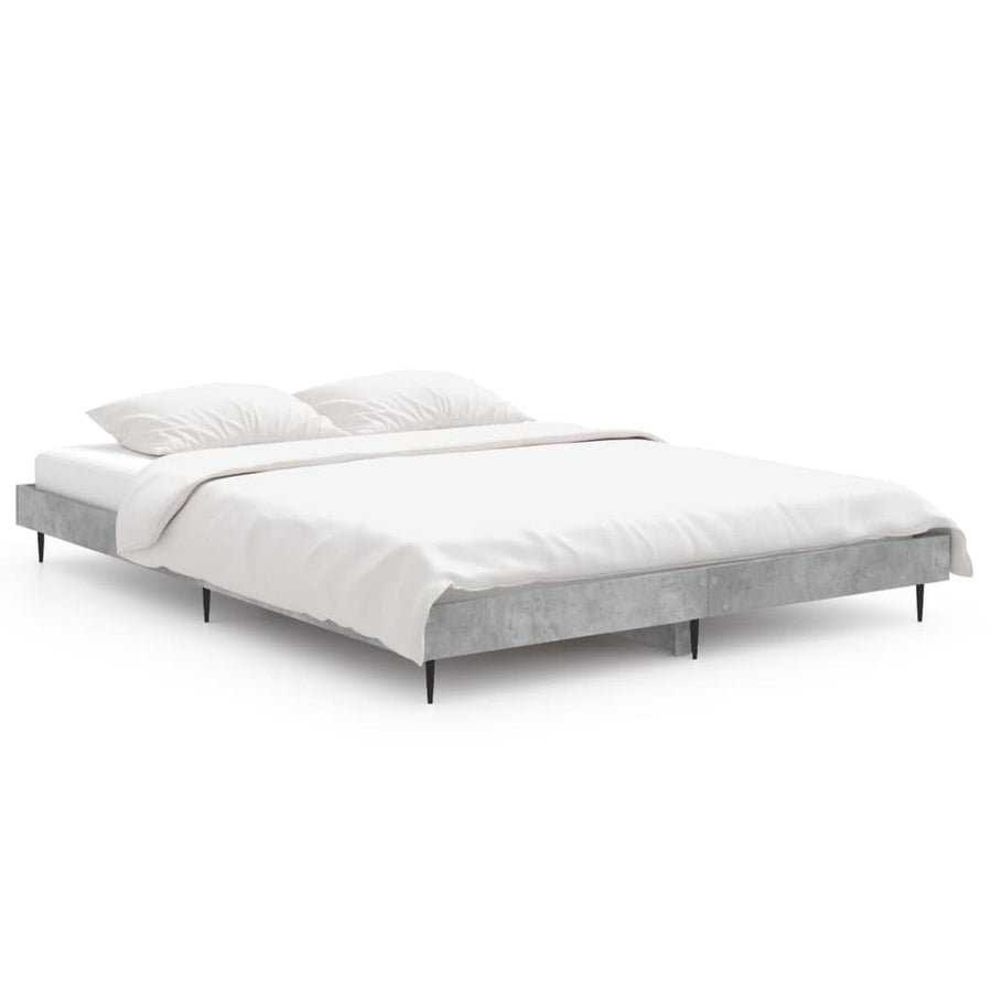 Bedframe Bewerkt Hout Betongrijs 140 x 190 cm