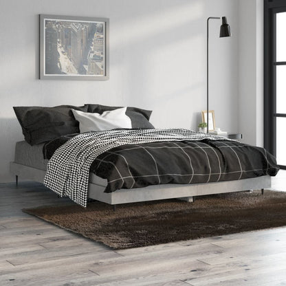 Bedframe Bewerkt Hout Betongrijs 140 x 190 cm