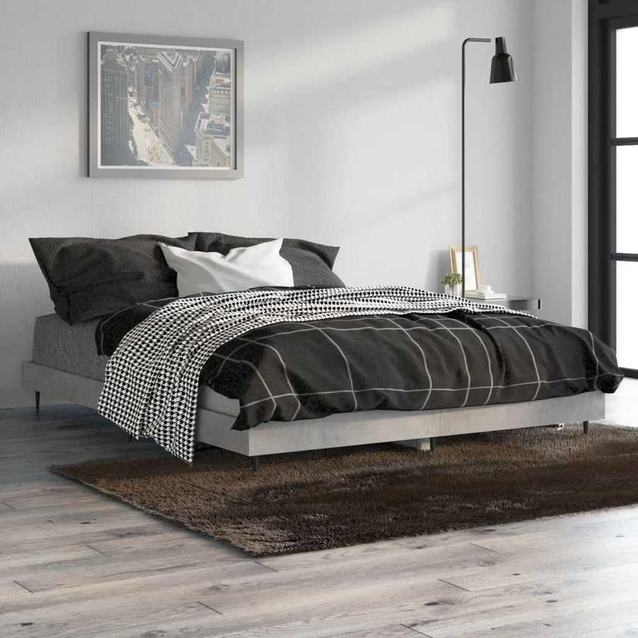 Bedframe Bewerkt Hout Betongrijs 140 x 190 cm