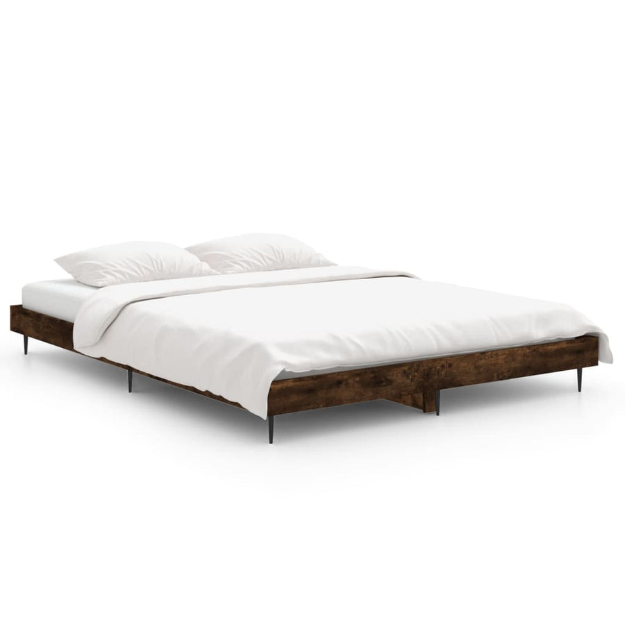 Bedframe Bewerkt Hout Kleurig Gerookt Eiken 140 x 190 cm