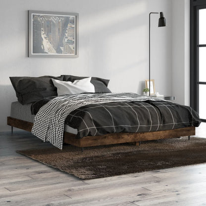 Bedframe Bewerkt Hout Kleurig Gerookt Eiken 140 x 190 cm