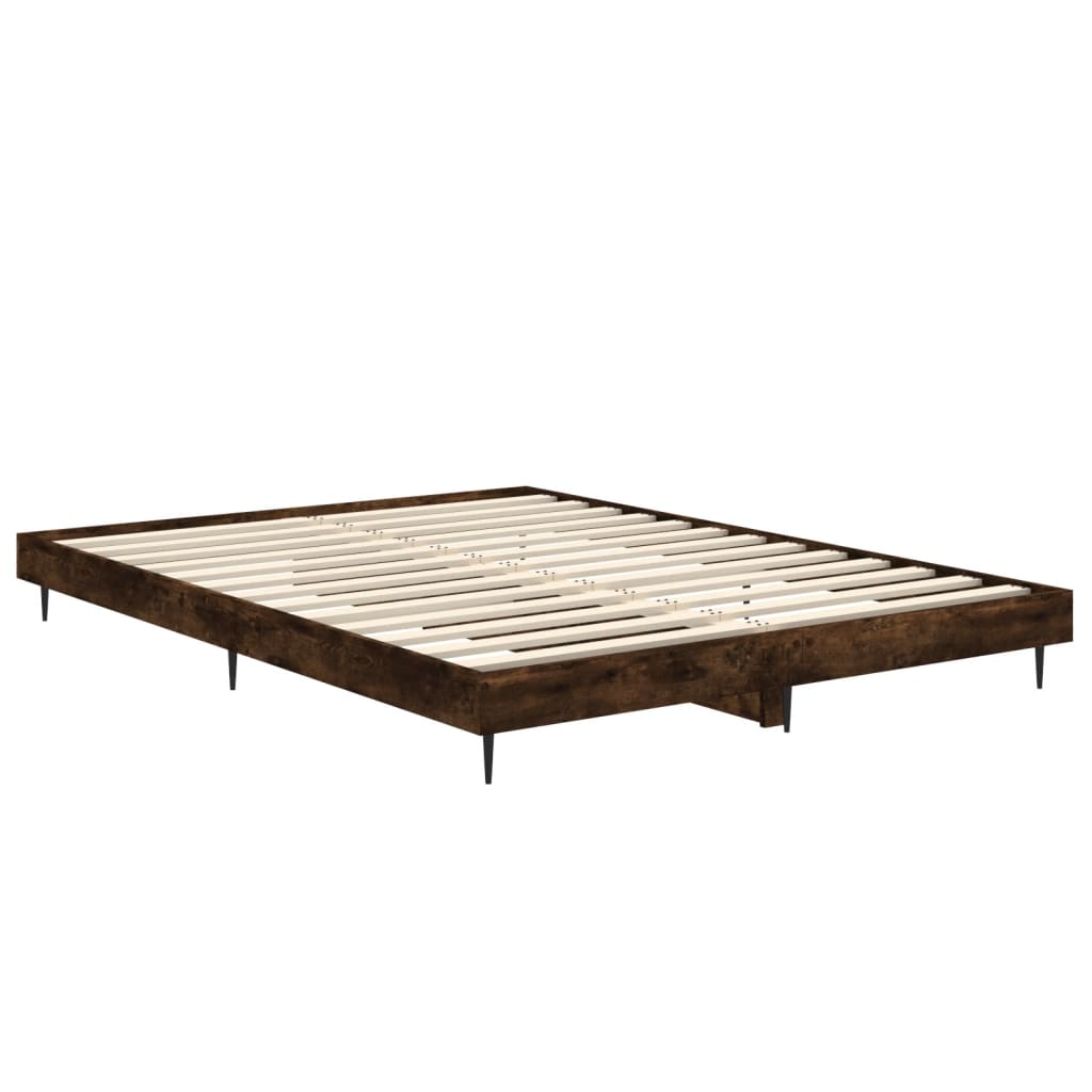 Bedframe Bewerkt Hout Kleurig Gerookt Eiken 140 x 190 cm
