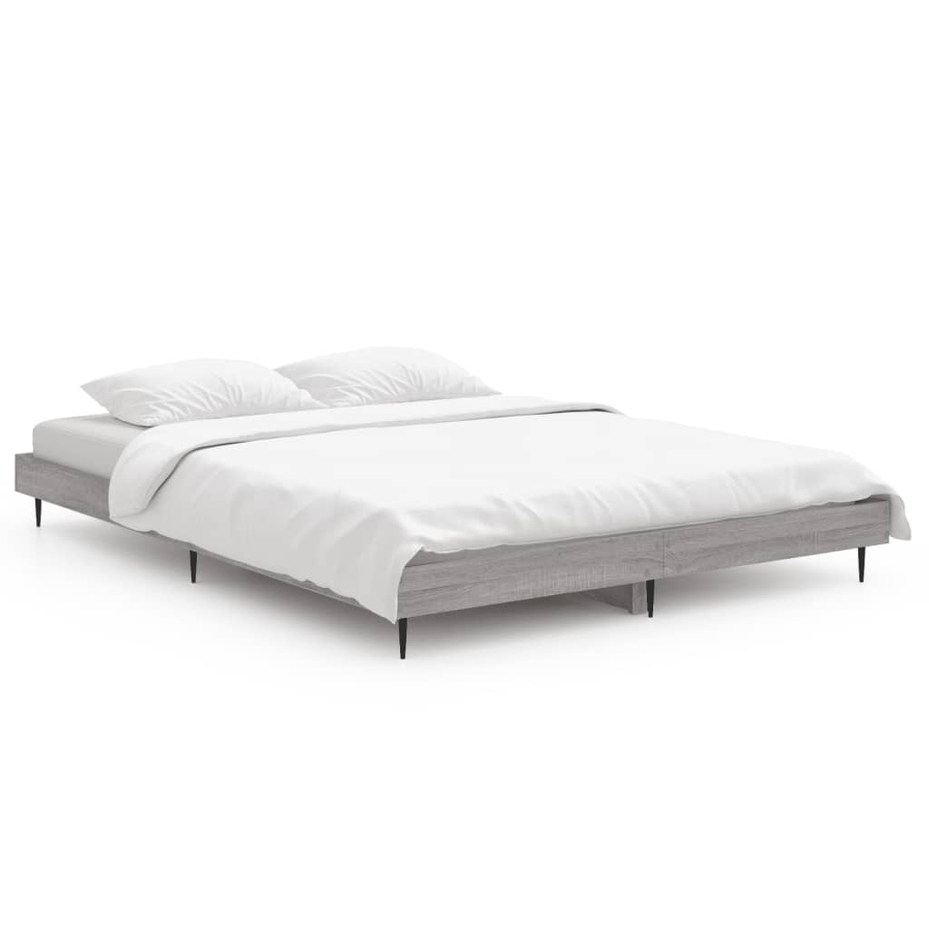 Bedframe Bewerkt Hout Eikenkleurig Grijs Sonoma 140 x 190 cm