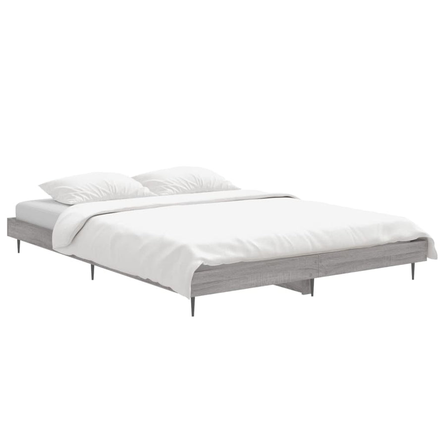 Bedframe Bewerkt Hout Eikenkleurig Grijs Sonoma 140 x 190 cm