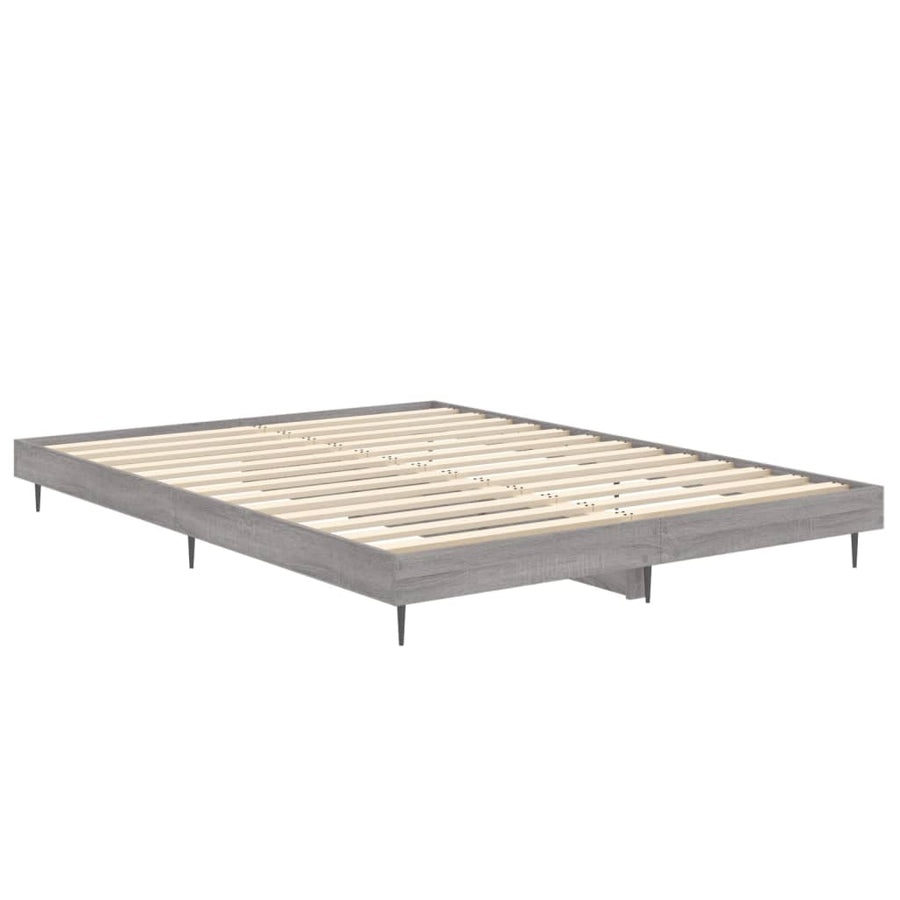 Bedframe Bewerkt Hout Eikenkleurig Grijs Sonoma 140 x 190 cm