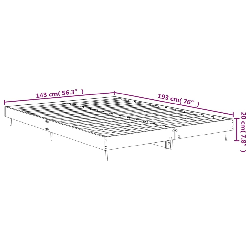Bedframe Bewerkt Hout Eikenkleurig Grijs Sonoma 140 x 190 cm