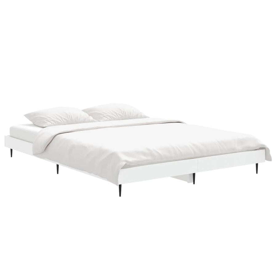 Bedframe Bewerkt Hout Wit 135 x 190 cm