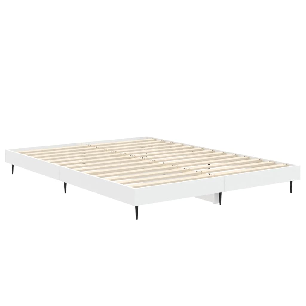 Bedframe Bewerkt Hout Wit 135 x 190 cm