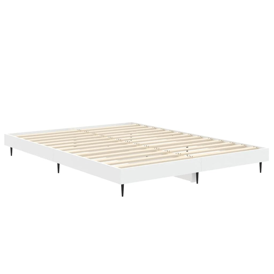 Bedframe Bewerkt Hout Wit 135 x 190 cm