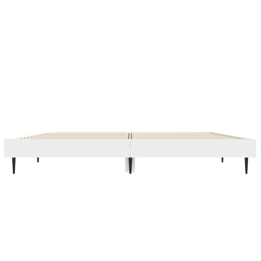 Bedframe Bewerkt Hout Wit 135 x 190 cm