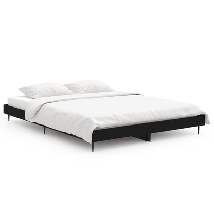 Bedframe Bewerkt Hout Zwart 135 x 190 cm