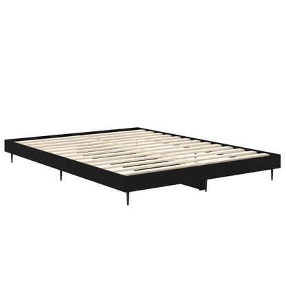 Bedframe Bewerkt Hout Zwart 135 x 190 cm