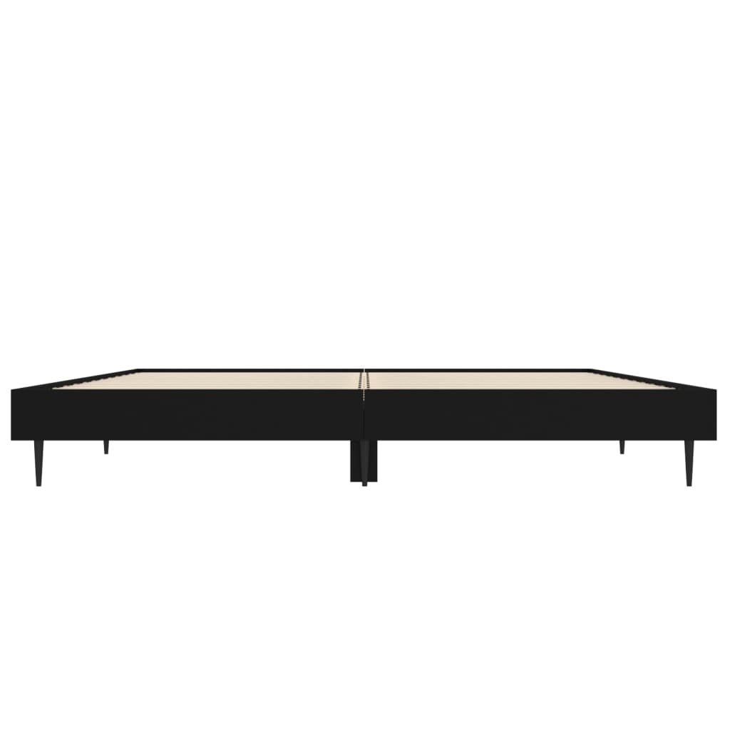 Bedframe Bewerkt Hout Zwart 135 x 190 cm